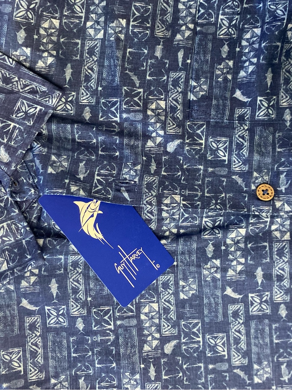 Guy Harvey Navy Blue Short-Sleeve Button-Up Shirt - Picture 4 of 4